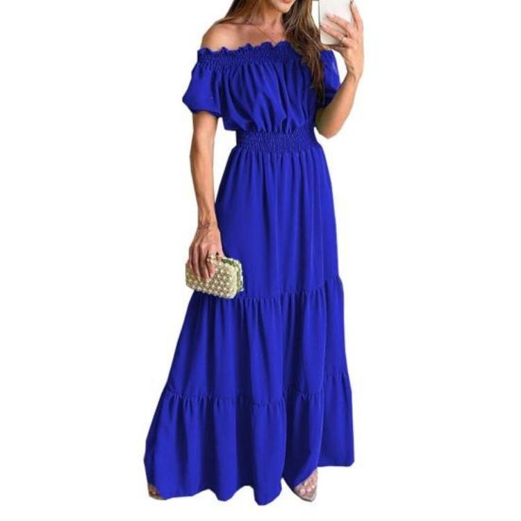 Women's Casual Dresses - Boho Off Shoulder Strapless Dress Elegant Anti Pilling Large Hem Adding Charm Popular Beach Party Streetwear