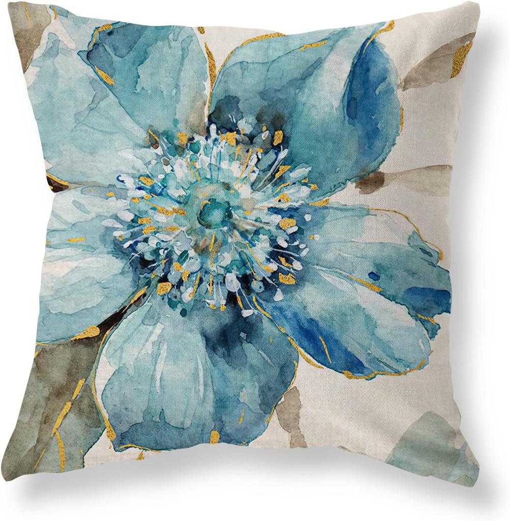 Blue Floral Throw Pillow Covers Set Of 4 Vintage Flower Bird Pillow Covers Decorative Outdoor Patio Pillow Cases Cushions Cover