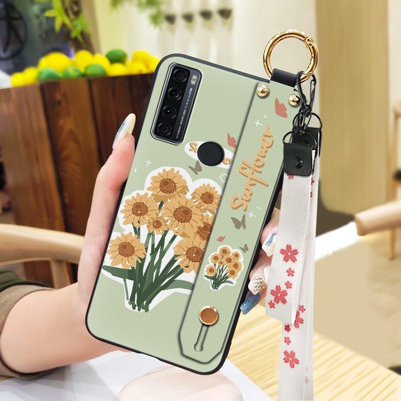 Oil Painting Fashion Design Phone Case For TCL 20 SE Anti-knock Dirt-resistant Durable Kickstand Wristband Wrist Strap
