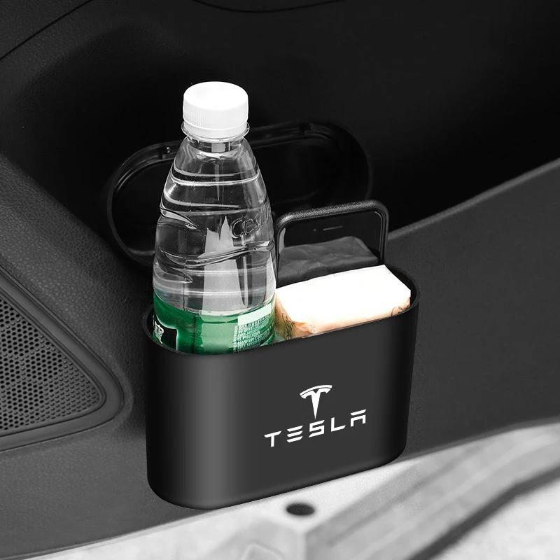 AAAIF1 1 Pezzo 14x16cm Per Tesla Model 3 S X Y Cybertruck Roadster Pattumiera Portatile per Portiera Auto Scatola Portaoggetti Interna Accessori Auto