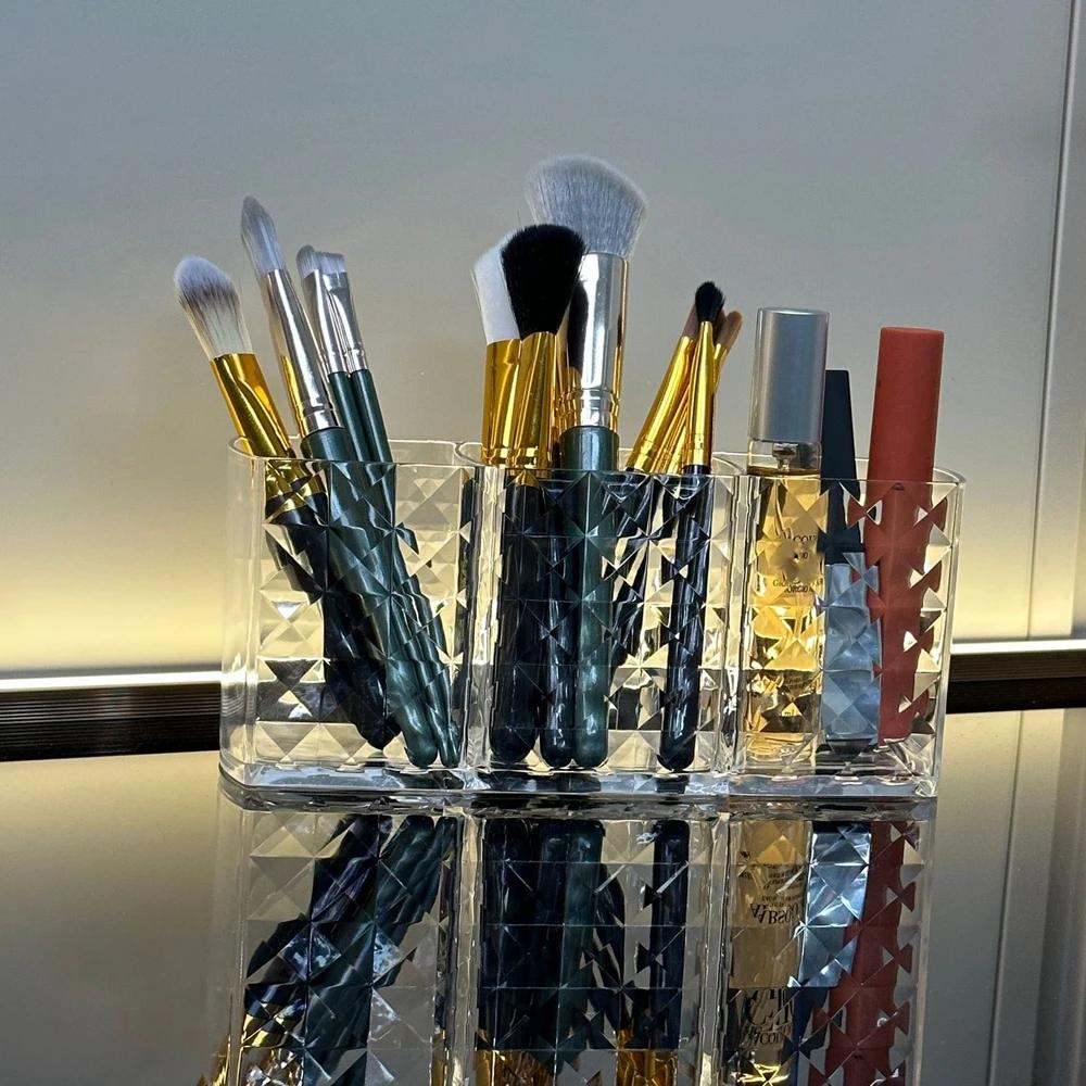 1PCS Makeup Brush Storage Box Acrylic Diamond Transparent Pen Box Lipstick Eyebrow Brush Storage M
