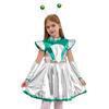 Mädchen Halloween Alien Cosplay Kostümset Weltraum Süße Kleid Armstulpen Haarreif Zubehör