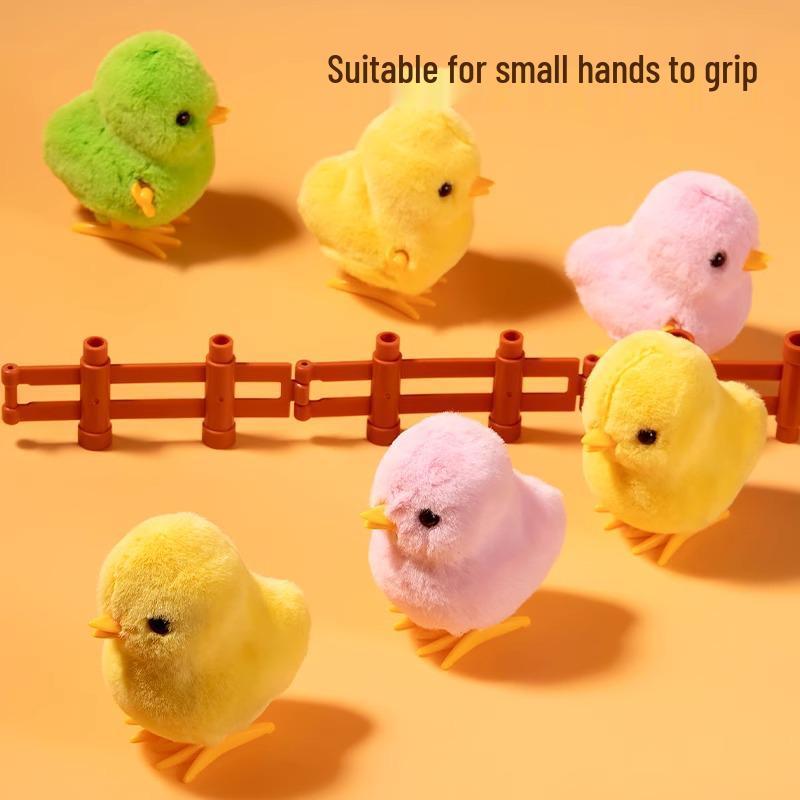 Clockwork Jumping Chick: Educational Plush Toy for Infants & Toddlers