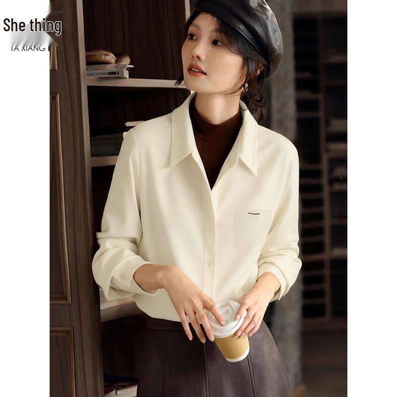 Women s Brushed Long Sleeve Lapel Shirt 2XL