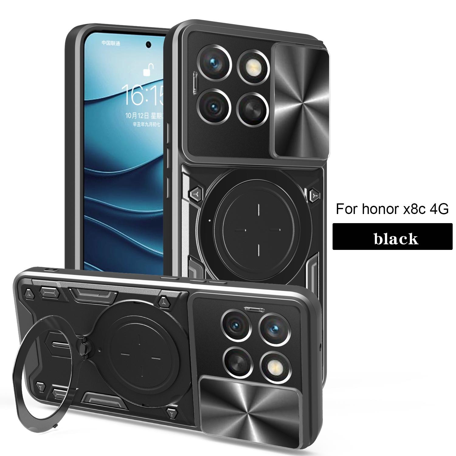 

Armor Funda for Honor X8C Case Slide Camera Lens Magnetic Ring Stand Shockproof Cover for Honor X8C 4G Shockproof Capa for Honor X8C чёрный