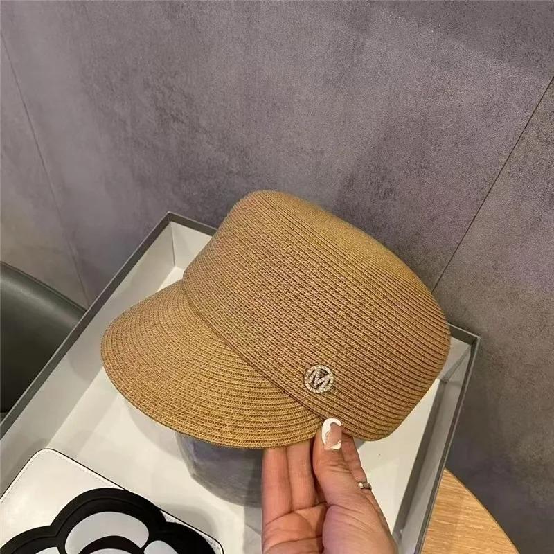 New Designer Letter Straw Sun Hats Women Panama Equestrian Hat Outdoor Travel Beach Hat Female Breathable Visor Baseball Caps