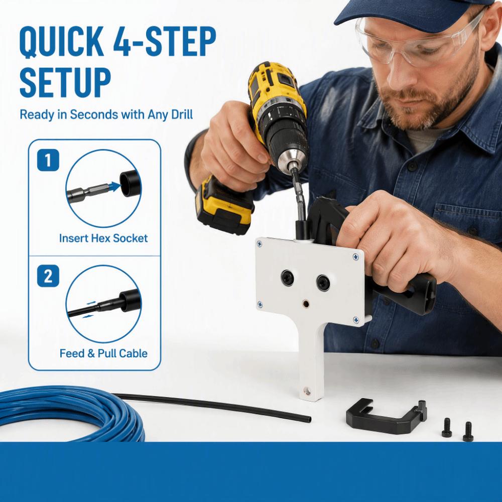 Time-Saving Electric Wire Puller Black Cable Pulling Tool Efficient Threading Machine  Wall Conduit