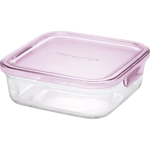 Iwaki Heat-Resistant Glass Storage Container, Pink, Square, Medium, 800ml, Pack & Microwave, KC3247N-P