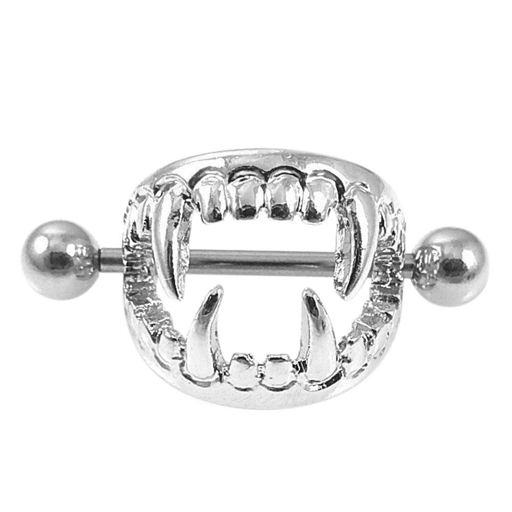 VAMPIRE FANGS Nipple Ring Stainless Steel 18G Jewellery Body Bar NR1 VAMPIRE FANGS Nipple Ring Stainless Steel 18G Jewellery Body Bar NR1