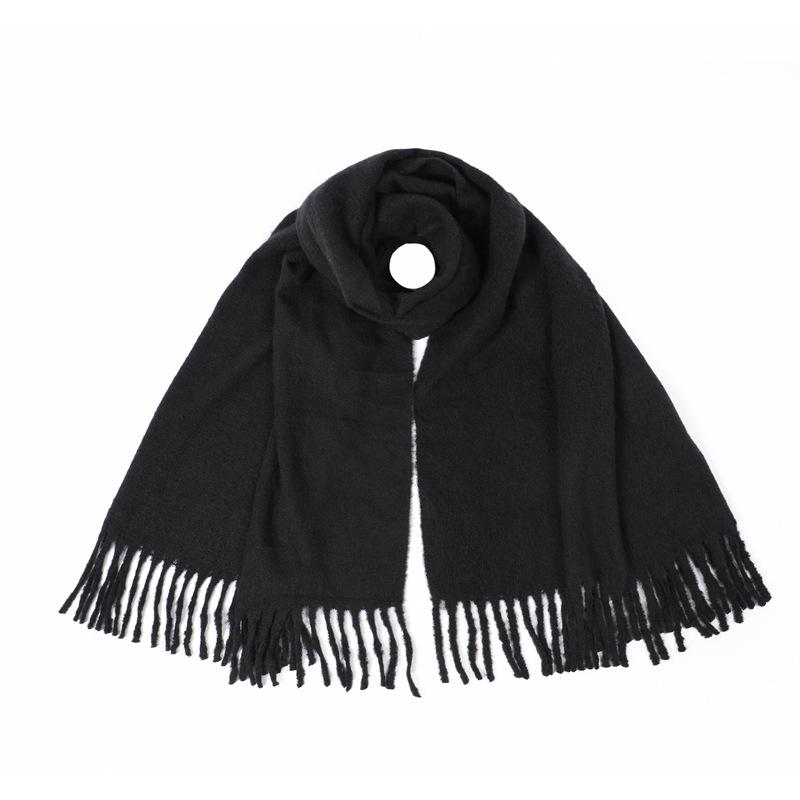 Women Simple Solid Knitted Scarf Headscarf Elegant Lady Casual Tassel Warm Scarve Mujer Foulard Big Wrap Shawl Winter New