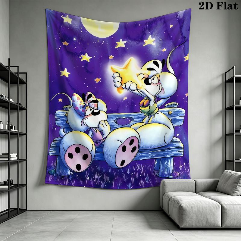 Diddl Wall Tapestry Aesthetic Wall Hanging Printed Fabric Blanket Decorative Tapestries for Bedroom Living Room Home Decor