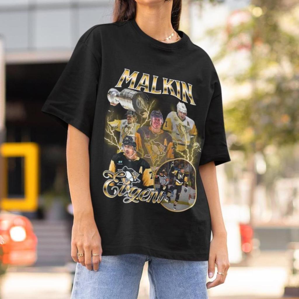 Evgeni Malkin Shirt Vintage 90s Pittsburgh Penguins NHL Hockey Design Retro Bootleg Gift Classic Graphic Tee Unisex T-Shirt Limited Edition