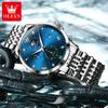 OLEVS Men's Watches Top Brand Fashion Original Quartz Watch for Man Waterproof Luminous Moon Phase Date Chronograph Wristwatch