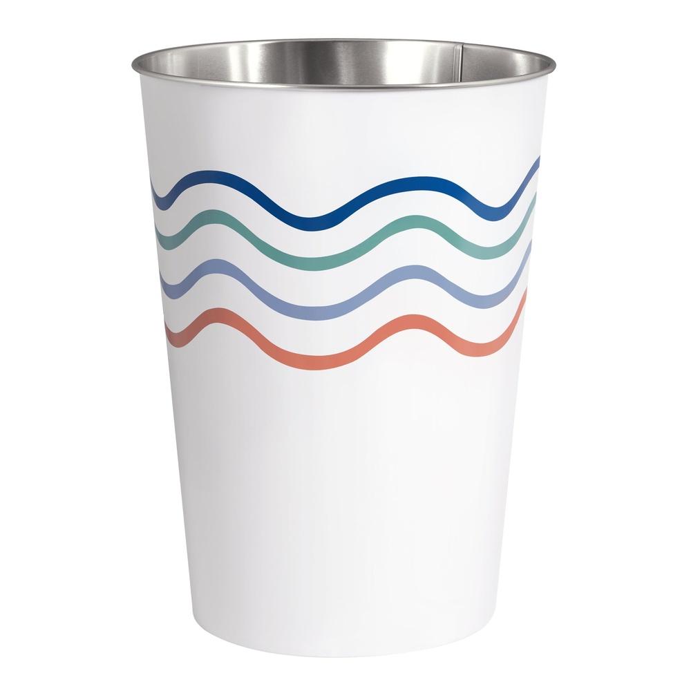 

Metal Wave Waste Can Decorative Trash Bin Functional Bathroom Bedroom Indoor Use Multicolor Open Top Wastebasket 1.8 Gallon United States