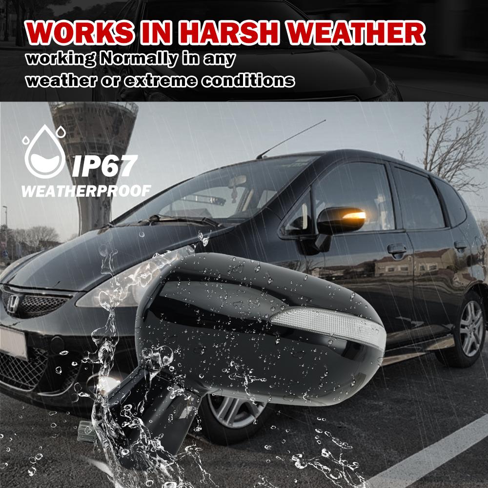 5 Pins Rearview LED Lights Side Mirror Assembly For Honda Fit 2005 2006 2007 2008 Honda Jazz With Electric Adjustments Auto Part