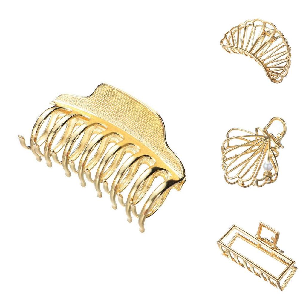 Fashionable Gold Metal Hair Claw Clips Chic Headwear For Daily And Special Events