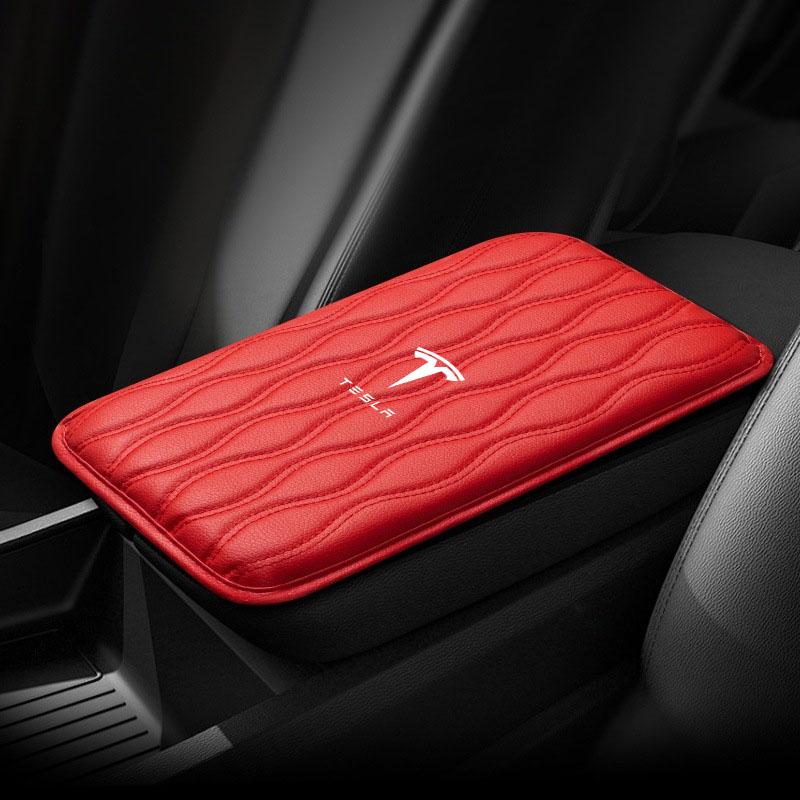 1Pcs Leather Auto Armrest Pads Protective Waterproof Hand Cushion For Tesla Model 3 Model X S 2016-2023  Model Y Decals TM3 TMX