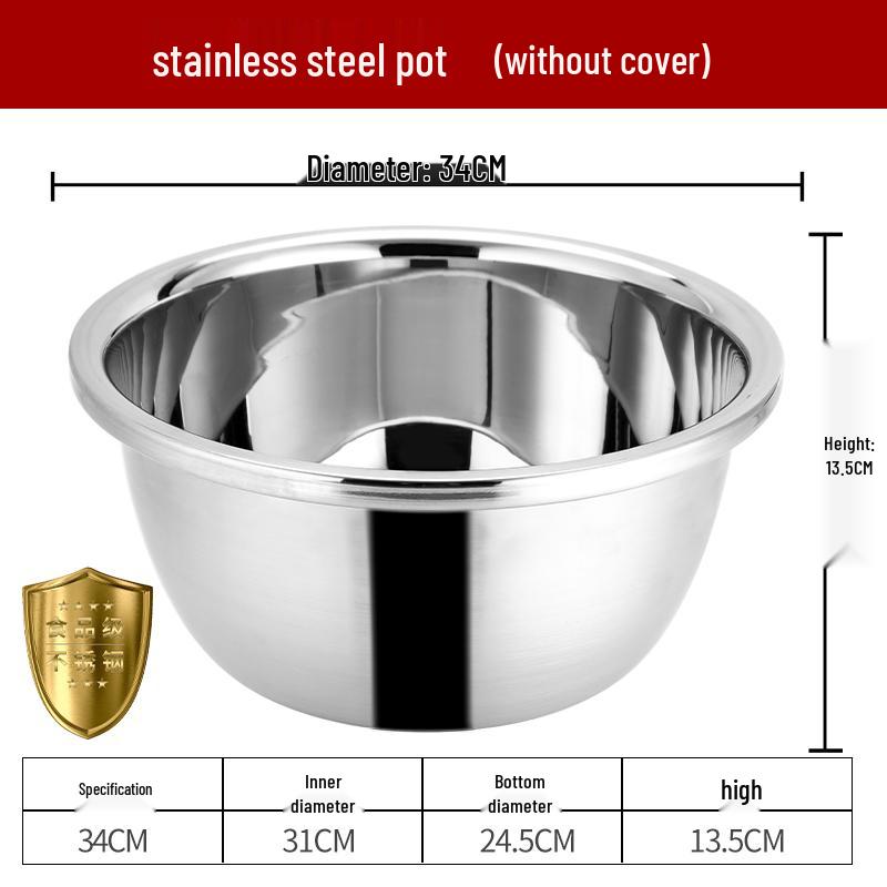 304 Stainless Steel Multi-Use Basin with Lid - Ideal for Washing Vegetables, Kneading Dough, Mixing, and Cooking