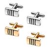 Men's Rectangular Striped Enamel Cufflinks for Business Shirts & Suits