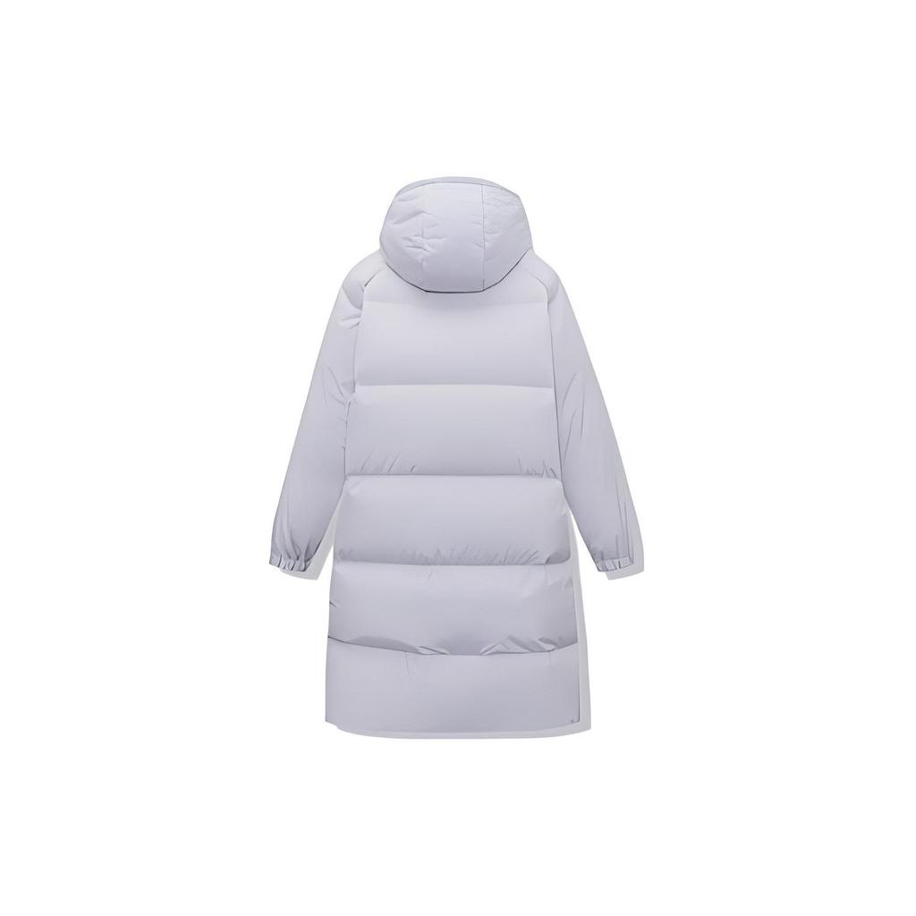 Anta Lifestyle Series Printed Logo Zipper Thickened Hooded Down Jacket Women Outerwear Purple 962248971-4