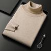 Fall Winter Men Sweater High Collar Knit Thick Elastic Turtleneck Long Sleeves Warm Solid Color Bottoming Knitwear Slim Fit Daily Wear