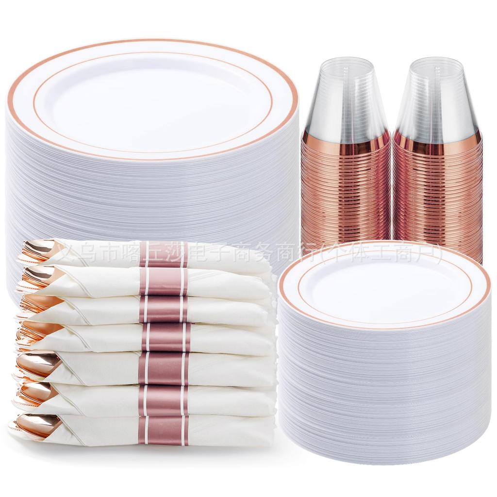 Disposable 7.5-Inch 10-Inch Ps Hard Plastic Dinner Plate, Knife, Fork And Spoon, Portable Tableware Set, A Must For Camping