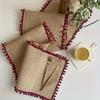 Rustic Linen Table Runner - Festive Christmas Design, Woven with Polyester Fibers and Hemp Blend, Perfect for Dining Table and Entryway Decor