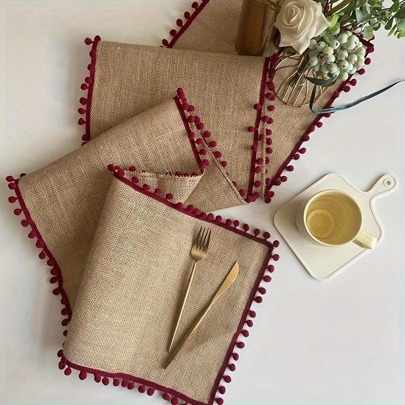 Rustic Linen Table Runner - Festive Christmas Design, Woven with Polyester Fibers and Hemp Blend, Perfect for Dining Table and Entryway Decor
