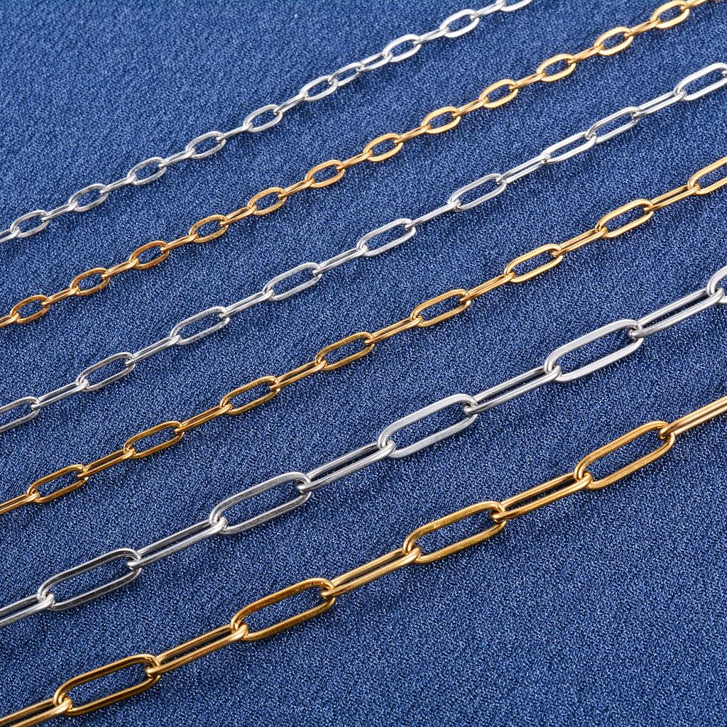 2.5/2.7/4mm Minimalist Stainless Steel Paperclip Neck Chain Link Necklace for Women Men Silver/Gold Color Choker Metal Jewelry