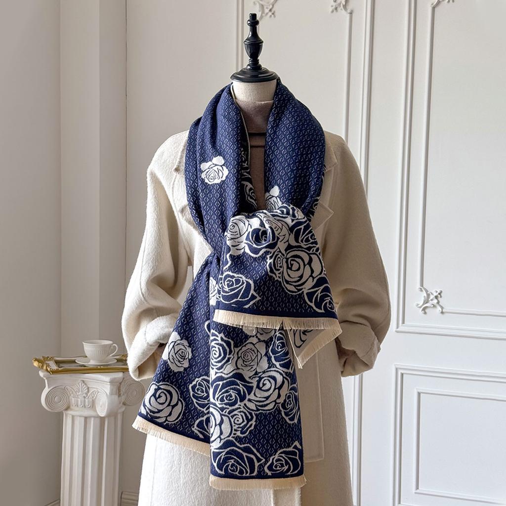 Luxury  Cashmere Women Floral Scarf Winter Warm Shawl And Wrap Bandana Pashmina Female Foulard Square Thick Blanket Poncho