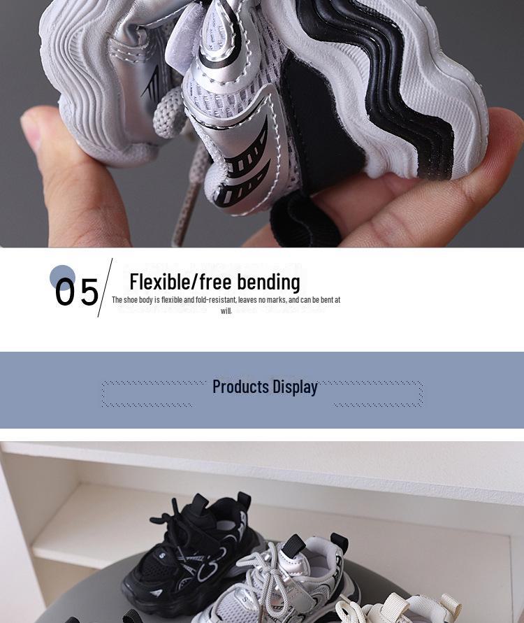 Boys' Toddler Non-Slip Breathable Mesh Athletic Shoes, Age 1-5, Soft Bottom, Spring/Autumn.