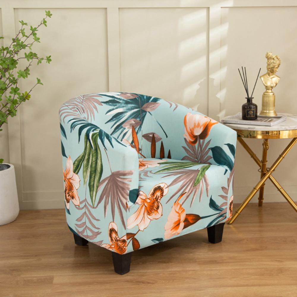 Stretch Printed Semi Circle Sofa Cover Full Wrap Cafe Chair Cover Internet Cafe Hotel Sofa Protector