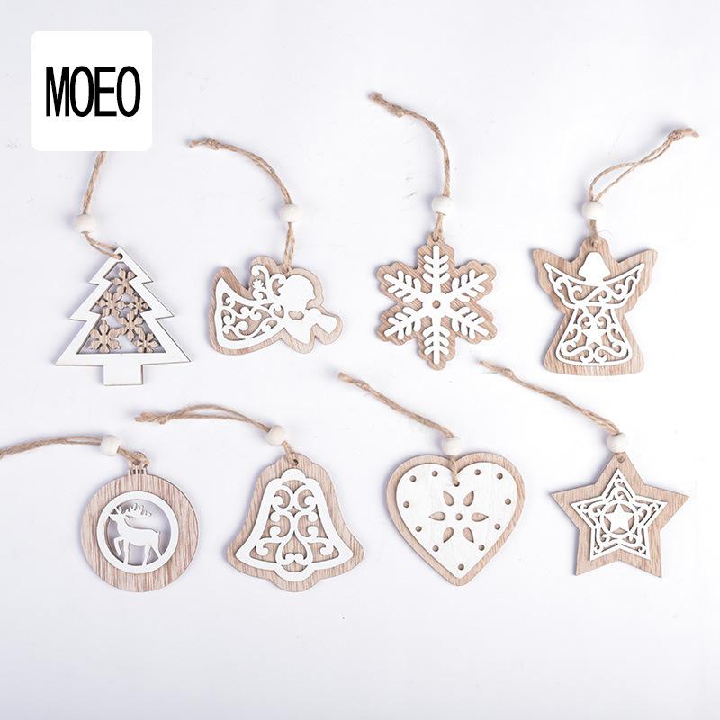 Articoli Decorativi di Natale, Ciondoli Natalizi in Legno, Intaglio Laser, Doppio Strato, Decorazioni da Appendere Bianche, Albero di Natale, Ciondoli Fiocco di Neve
