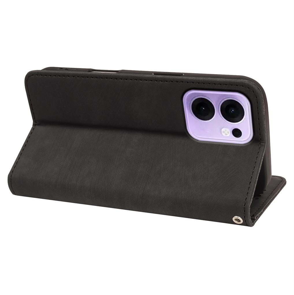 For Oppo Reno13 F 4G/5G Case Strong Magnetic Leather Wallet Phone Cover with Striped Texture
