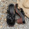 Fashion Shoes Low Rubber Flip Flops Hawaiian Rome Hoof Heels Fabric PU Rubber Flip Flops Low Shoes Hawaiian PU Rome Fabric Hoof
