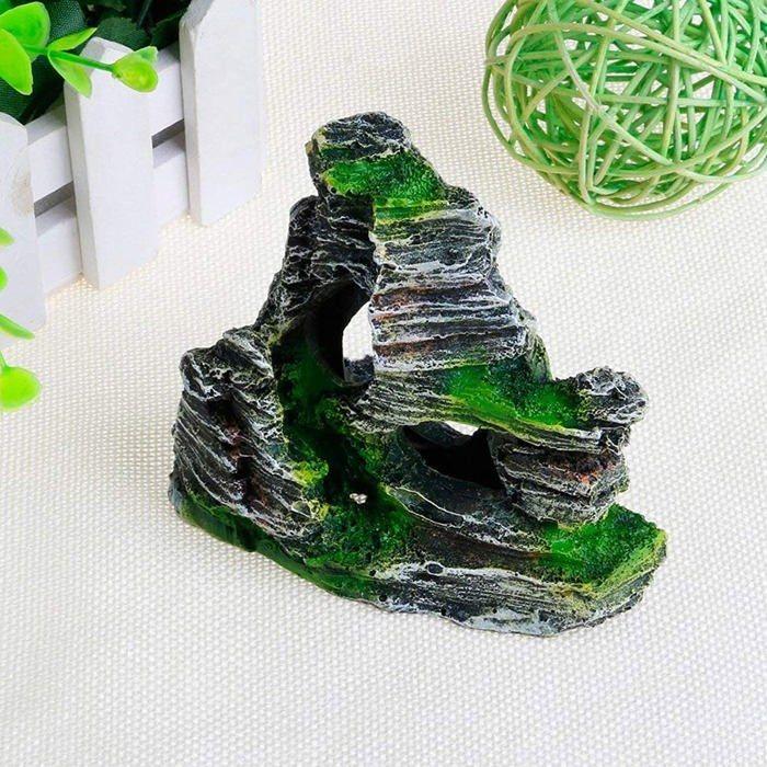 AIMOONSA Décoration aquarium épave de bateau en résine verte — grotte/rocaille décorative