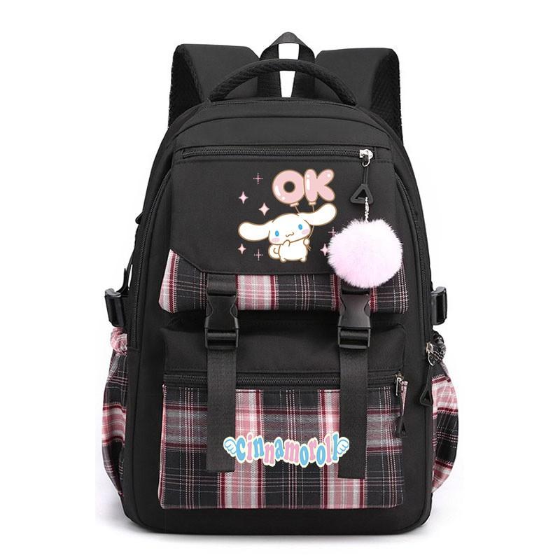 Cinnamoroll Kids School Backpack Boys Girls Large Capacity 20-35L Nylon Dual Strap Bag With Arc Shoulder Straps