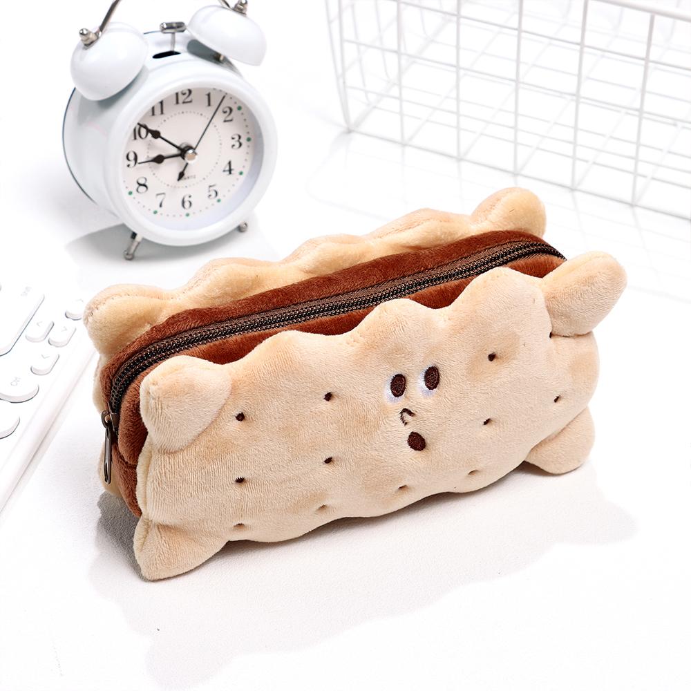 High Capacity Sandwich Style Biscuit Shape Stationery Bag Pencil Case Pen Storage Student Supplies