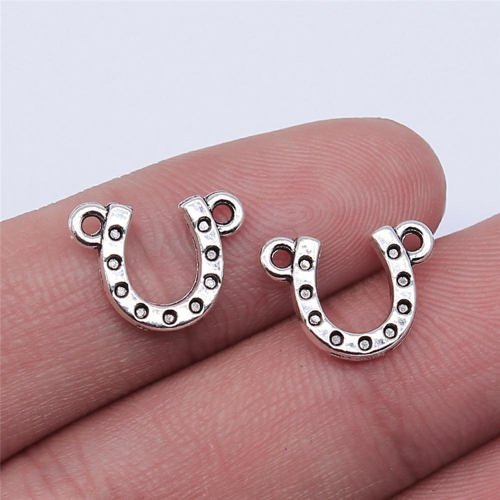 20pcs Charms Lucky Horseshoe Good Luck Antique Bronze Silver Color Pendants DIY Findings Tibetan Jewelry Craft