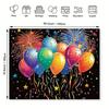 2D Black Background Colorful Balloon Fireworks New Year Party Decor Banner