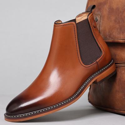 Fashion Brand Men's Chelsea Boots Genuine Cow Leather Handmade Boot Shoes Work Shoes For Formal Dress Wedding Business Party New