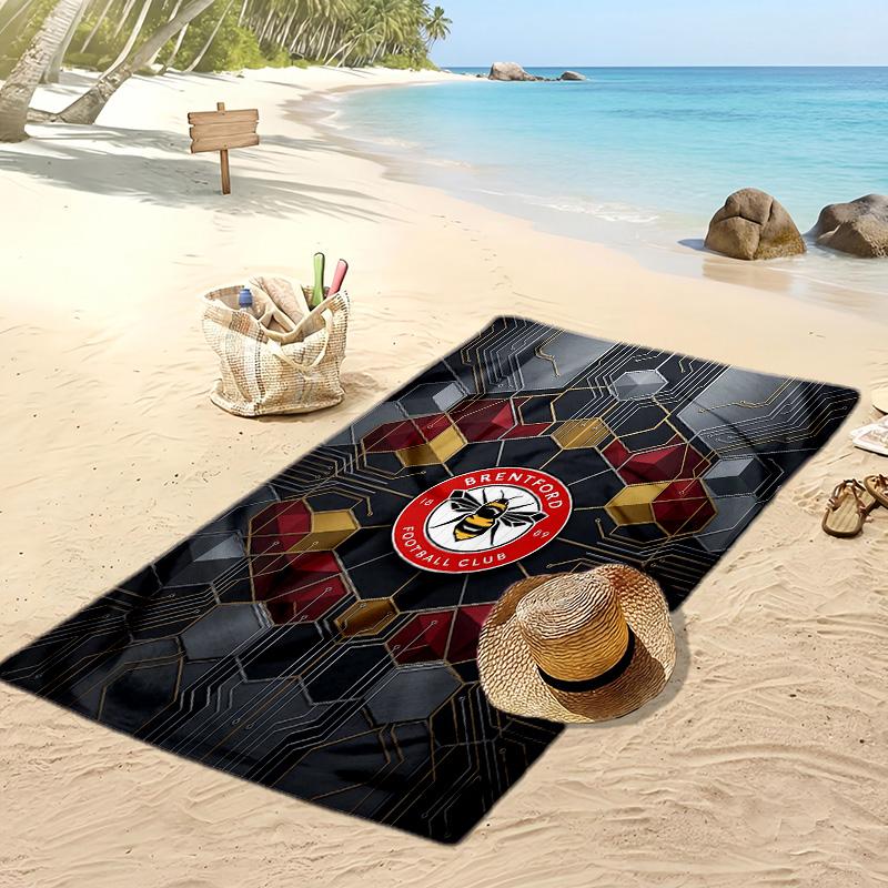 Asciugamano da Spiaggia con Stampa del Brentford Football, Asciugamano Grande Morbido ad Asciugatura Rapida per Spiaggia Campeggio Nuoto