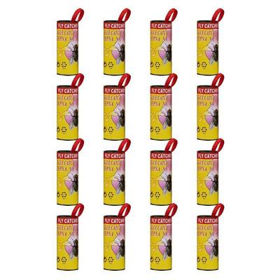 16 Packs of Paper Fly Strips, Fly Ribbons, Indoor and Outdoor Suspension, Trap for Fruit Flies, Flies, 3