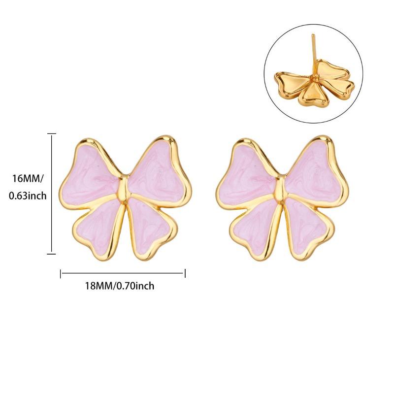 

Дофаминовые серьги-капли из цветного масла с бантом из нержавеющей стали, модные, универсальные, маленькие, с темпераментом, женские розовый