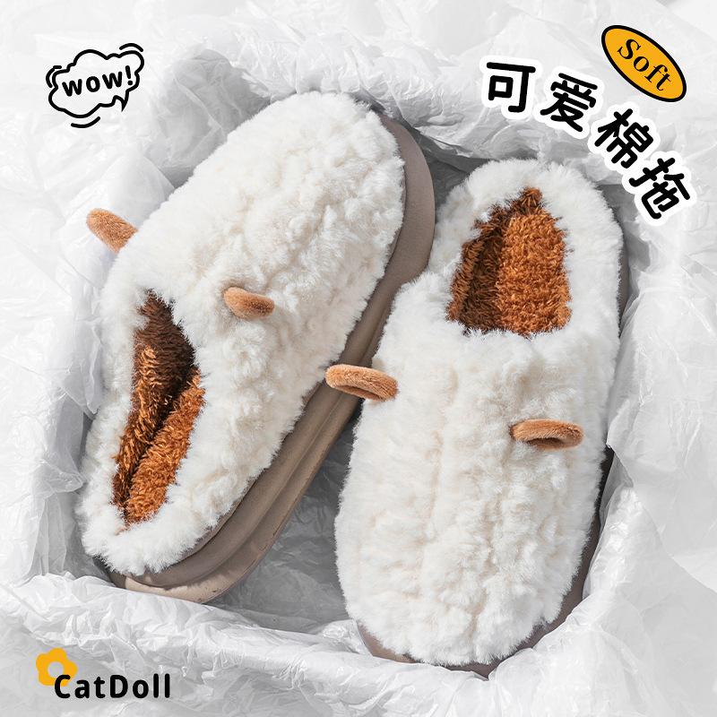 Cotton shoe bag heel winter 2025 new thick-soled indoor home thermal non-slip plush cotton shoes