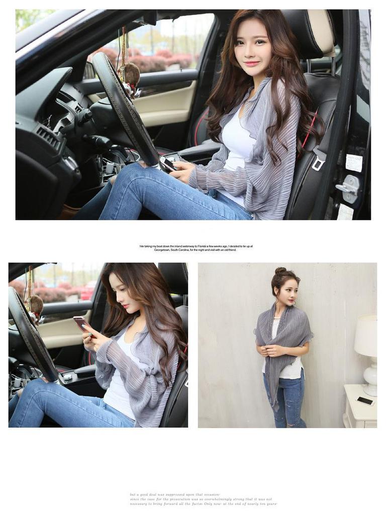 Women's Long Sleeve Lightweight Anti-UV Chiffon Shawl