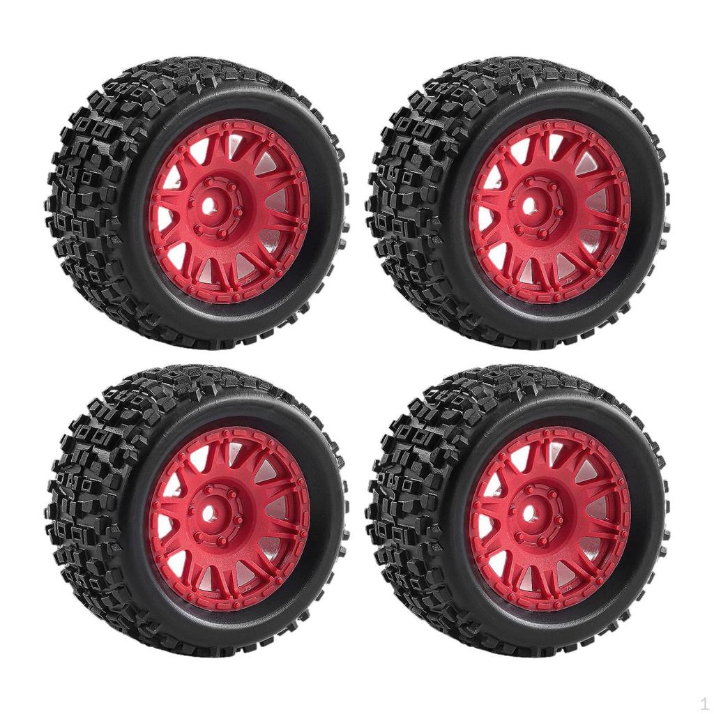 4 Pieces 1/18 RC Car Wheels and Tires Accessories Portable, Sturdy Easy to Install Direct Replaces,