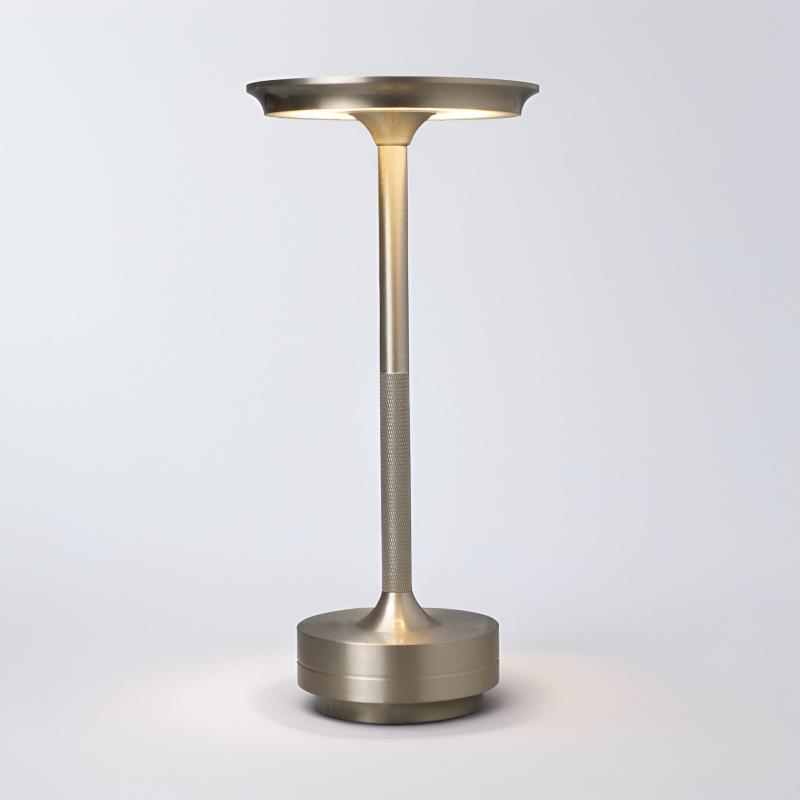 Minimalist I-Shaped Metal Table Lamp with LED Rechargeable Touch Control