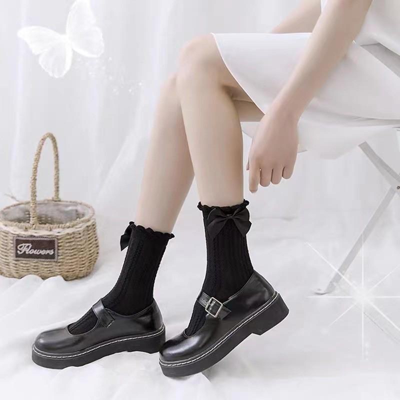 Lolita Japanische Schleife Spitze Niedlich Weiches Mädchen JK Mittelhohe Socken