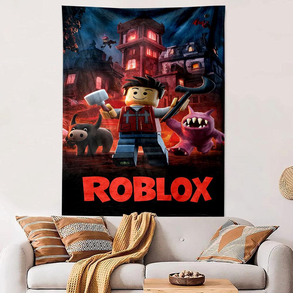 "Roblox Adventure: Haunted Mansion Scene" Patterned Tapestry Decorative Wall Hanging, Home Bedroom Living Room Decor